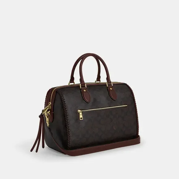 Rowan Large Satchel Bag In Signature Canvas With Fringe - Picture 6 of 8